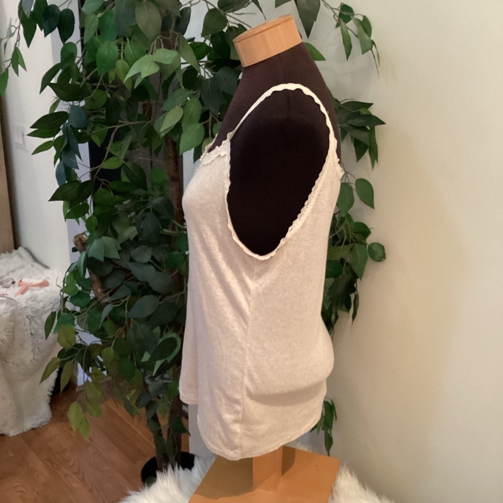 Mossimo camisole tank top Woman’s size XXL cream marled with tan v neck - Picture 7 of 12